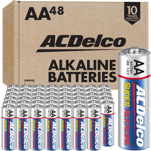 ACDelco 48-Count Double AA Batteries, Maximum Power Super Alkaline Battery for Home and Office, 10-Year Shelf Life, Reclosable Packaging - Available at All In One Marketplace Canada