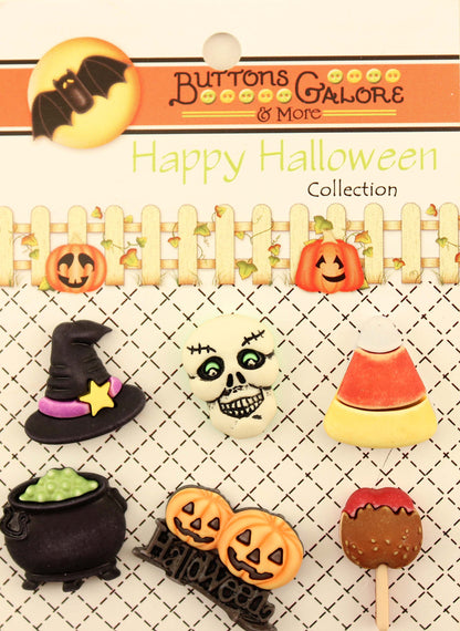 Buttons Galore HHGROUP Happy Halloween - Lot de 6 cartes de boutons