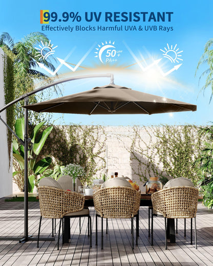 10FT Patio Umbrella,Waterproof 8-Rib Heavy-Duty Outdoor Umbrella, Brown 🍁 All In One Marketplace Canada