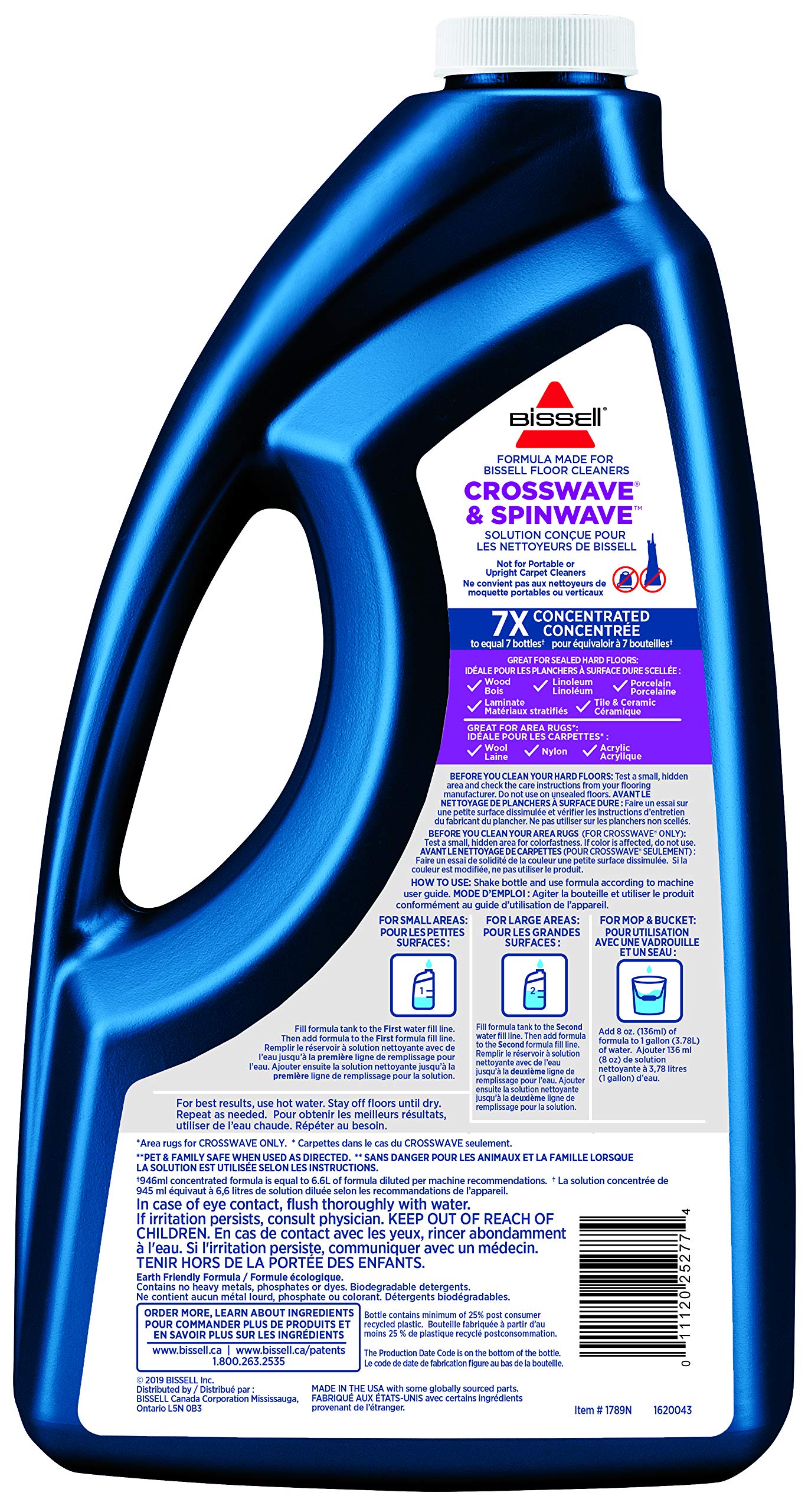 BISSELL Multi-Surface Formula for CrossWave & SpinWave, Wet/Dry Vacuum Solution (64oz), 1789N - Available at All In One Marketplace Canada