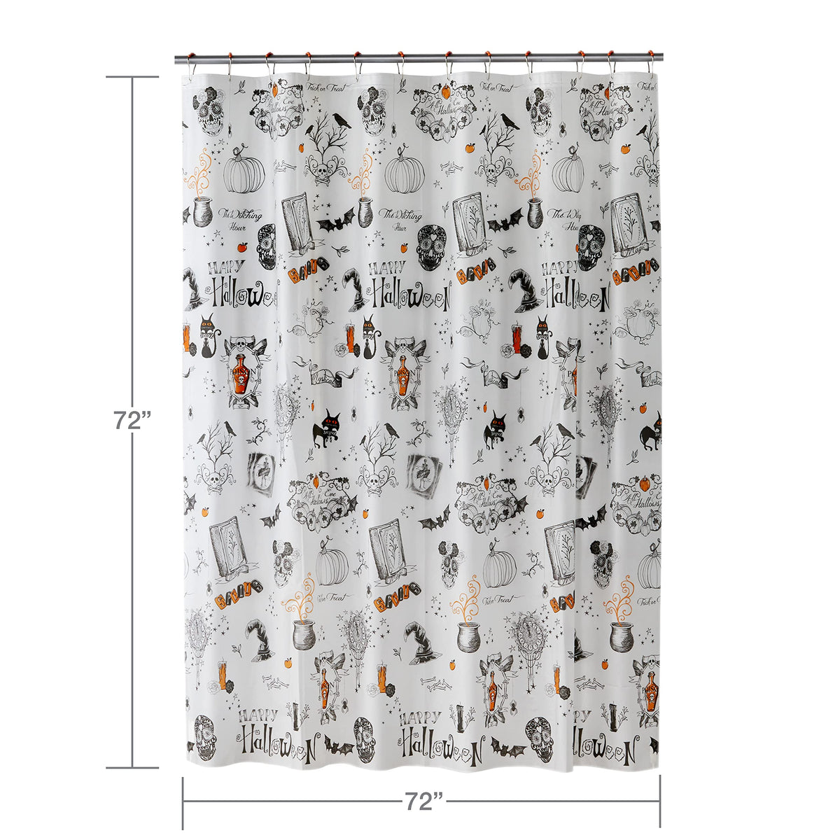 SKL Home Happy Halloween Shower Curtain & Hook Set, Multicolored 12 Piece