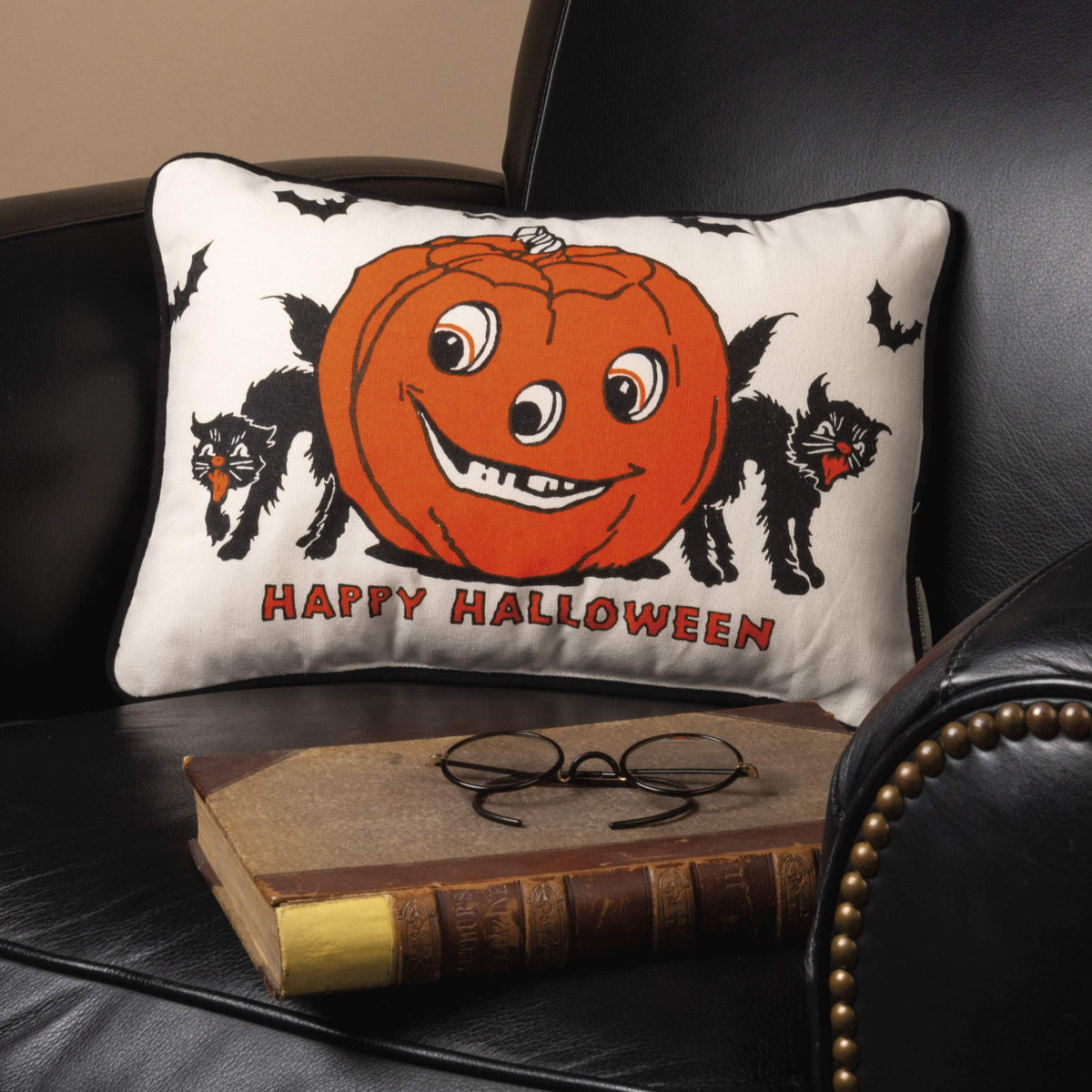 Coussin décoratif d'inspiration rétro Primitives by Kathy, 1 pièce (paquet de 1), Happy Halloween
