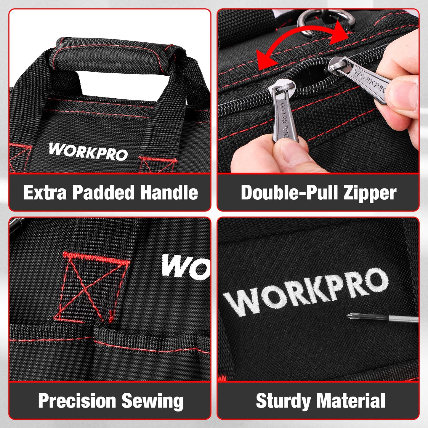 WORKPRO Close Top Wide Mouth Tool Bag Storage Organizer Close Tote, 14" 🍁 All In One Marketplace Canada WORKPRO