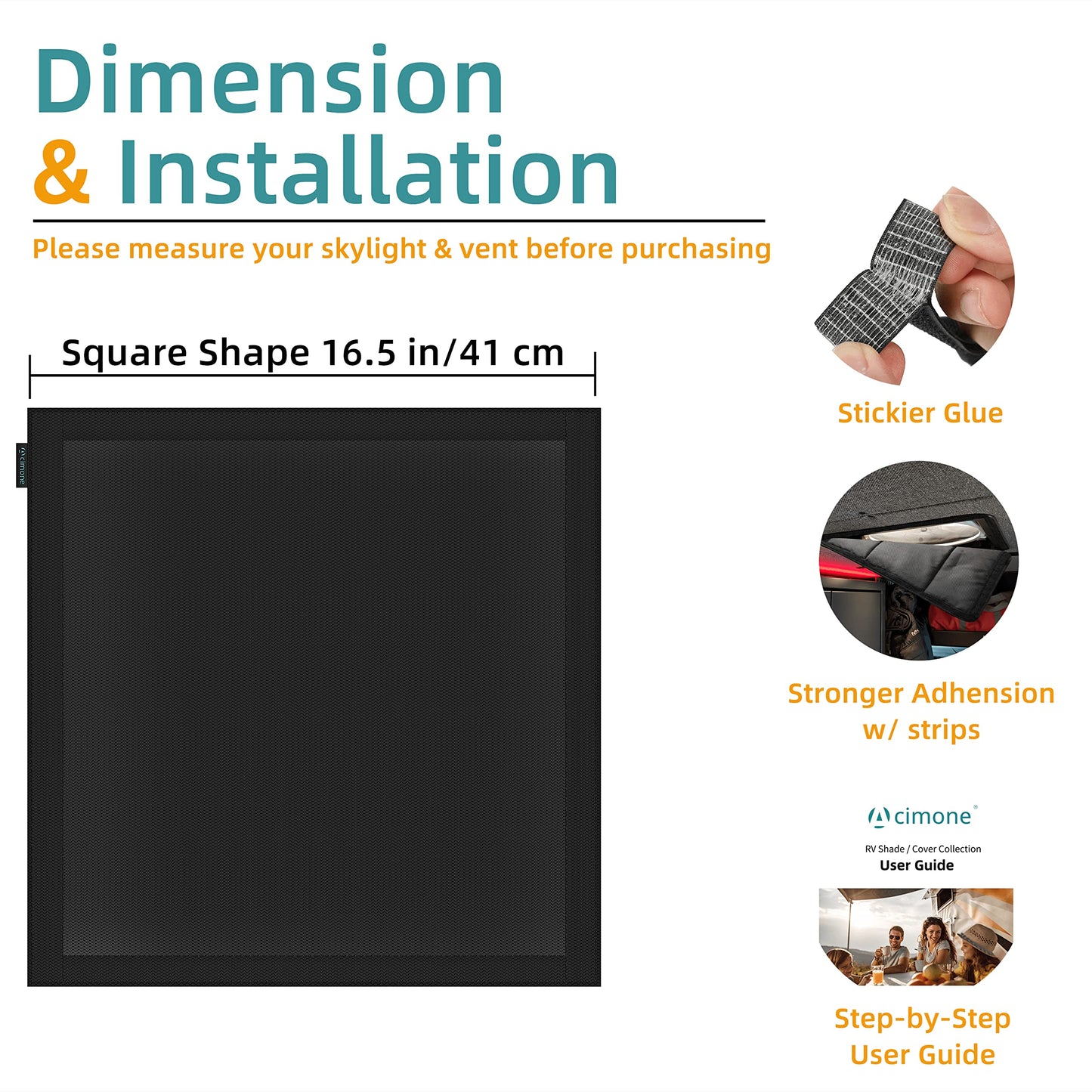 ACIMONE RV Skylight Window Shade, 16 x 16 Inches Magnetic Foldable RV Insulated Roof Vent Sun Shade, Blackout Shade for RV Vent, Skylight & Small Window, UV Protection, No-Tool Installation, Black
