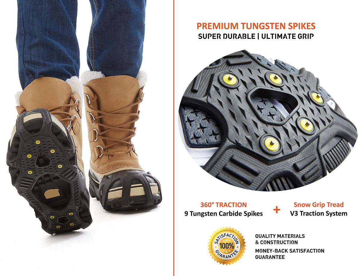 ICETRAX V3 Tungsten Winter Ice Grips for Shoes and Boots - Ice Cleats for Snow and Ice, StayON Toe, Reflective Heel L/XL (Men: 9.5-13 / Women: 11+) 🍁 All In One Marketplace Canada