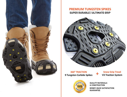 ICETRAX V3 Tungsten Winter Ice Grips for Shoes and Boots - Ice Cleats for Snow and Ice, StayON Toe, Reflective Heel L/XL (Men: 9.5-13 / Women: 11+) 🍁 All In One Marketplace Canada