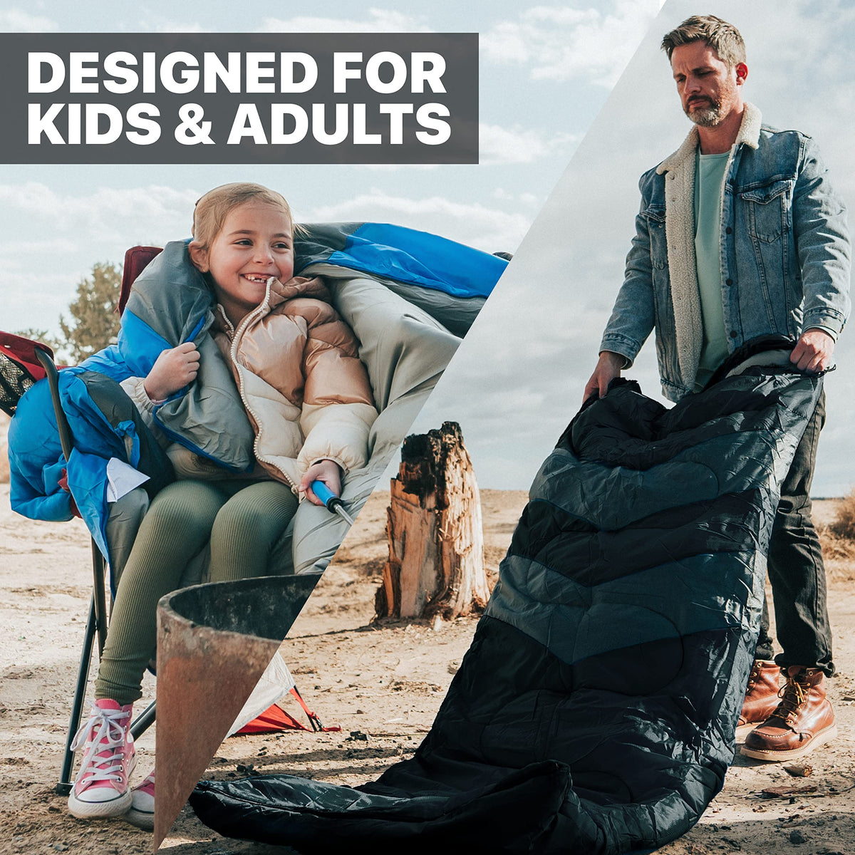 MalloMe Sleeping Bag for Adults Kids Boys & Girls for Winter, Fall & Spring - Single & Double - Waterproof Lightweight & Portable Backpacking Camping & Hiking Outdoor Travel with Compact Bag 🍁 All In One Marketplace Canada