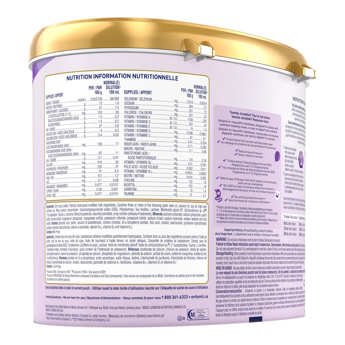 Enfamil A+ NeuroPro Gentlease, Baby Formula, Powder Tub, with Brain Building DHA, 0+ Months, 553g