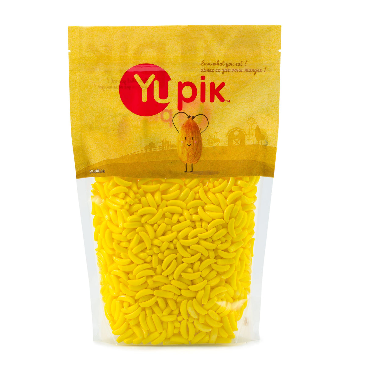 Bonbons pressés têtes de banane Yupik, 1 kg, paquet de 6, casher, sans gluten, goût fruité, friandises en forme de banane, recharges pour distributeurs de bonbons, amusants et nostalgiques, idéal pour offrir, Halloween et fêtes