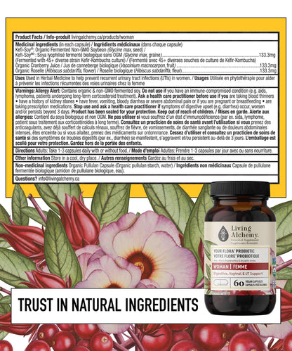 Living Alchemy Your Flora Probiotic Woman, Vegan, Non-GMO, 60 Pcs