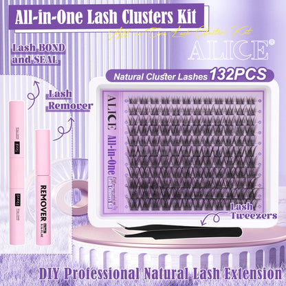 Wispy Lash Clusters Kit Natural Lash Extensions Kit DIY Cluster Eyelash Extensions C Curl 8-16mm Individual Lashes with Lash Remover Bond and Seal Soft Thin Band by ALICE - Available at All In One Marketplace Canada