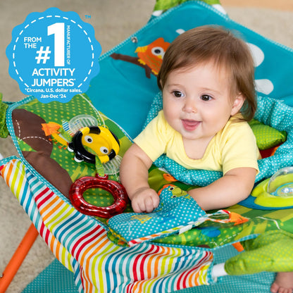 Bright Starts Pop 'N Jump Portable Activity Jumper, Indoor/Outdoor Use, Owl Forest with 4 Sensory Toys, Ages 6-12 Months Bright Starts