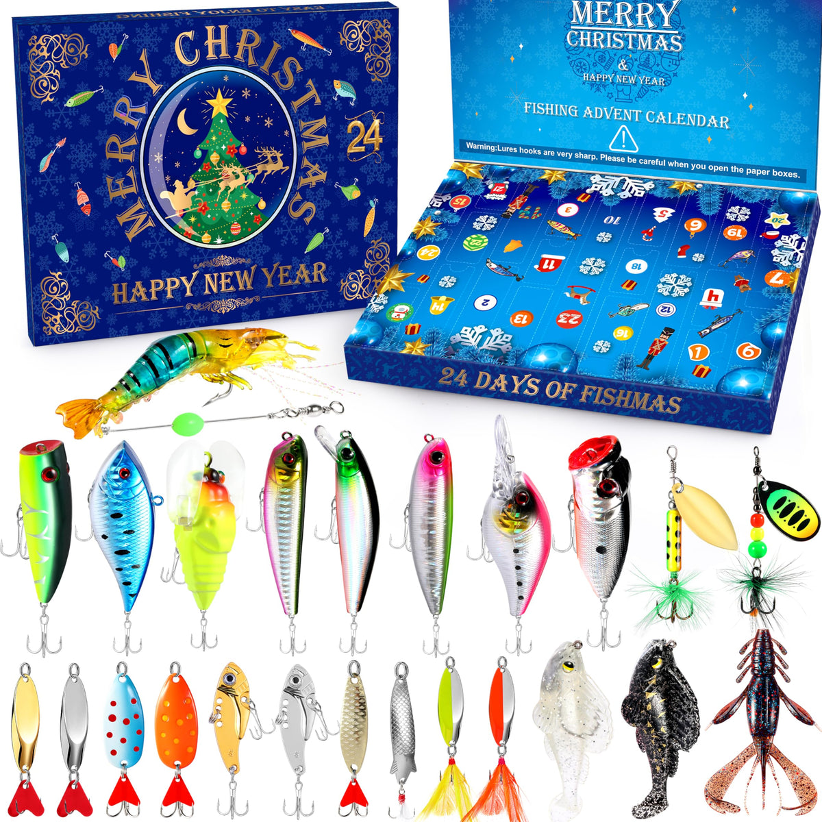 PLUSINNO 24 Days Fishing Advent Calendar 2026, Fishing Lures Gift for Men 🍁 All In One Marketplace Canada