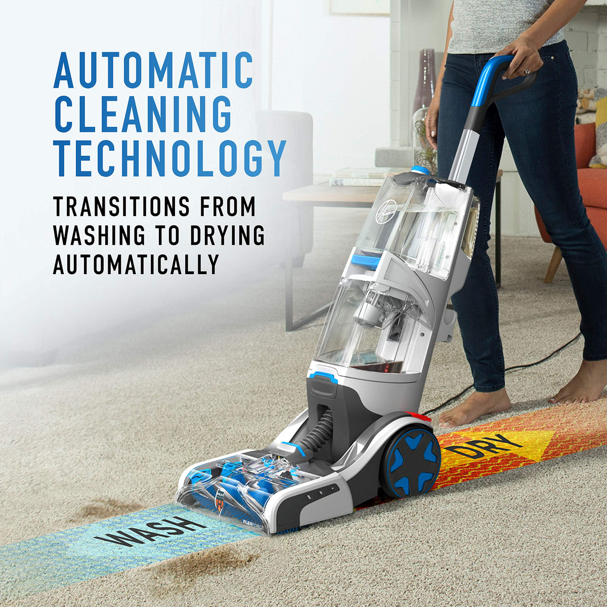 Hoover SmartWash+ Wet Vacuum Carpet Washer, Auto Clean & Dry, FH52001