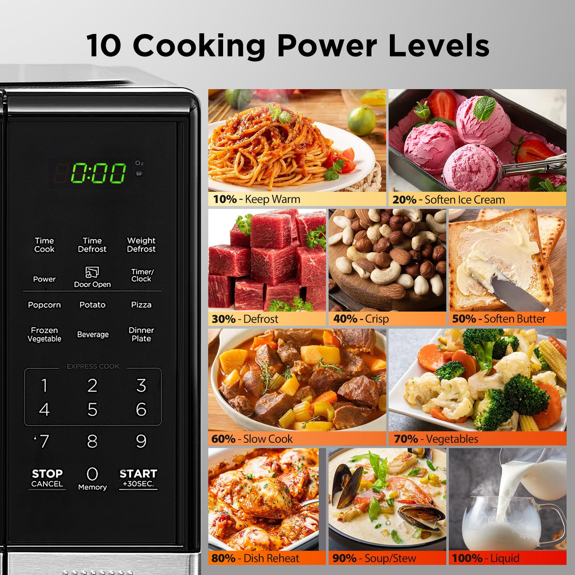 BLACK+DECKER Microwave Oven, 1.1 Cu.ft 900W Digital Stainless Steel BLACK+DECKER