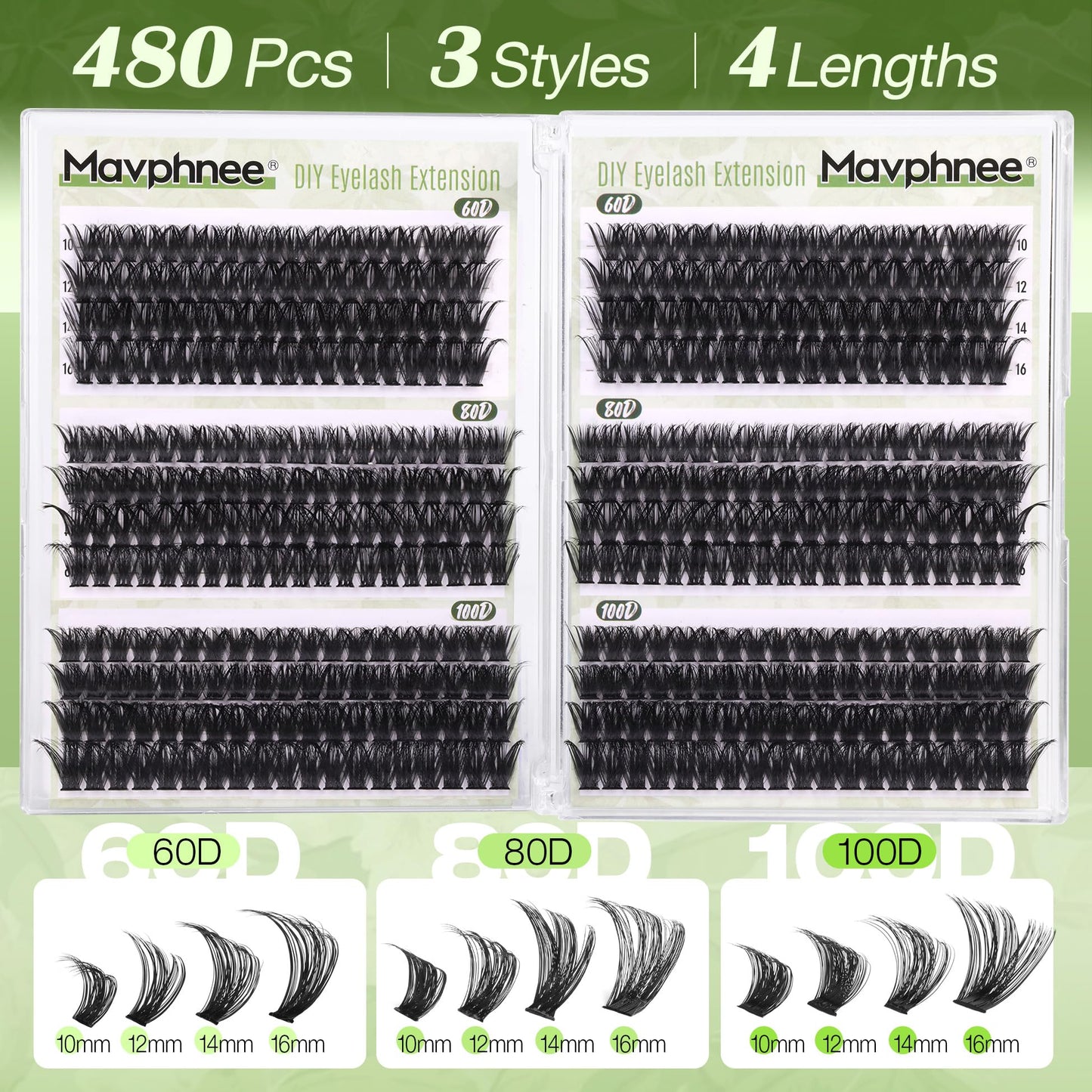 D Curl Cluster Eyelash Extensions 480Pcs Volume Lash Extensions DIY Eyelash Extensions for Beginners Wispy Eyelash Clusters Natural Fluffy Individual Lashes Clusters (60D 80D 100D Mixed, 10-16MM) - Available at All In One Marketplace Canada