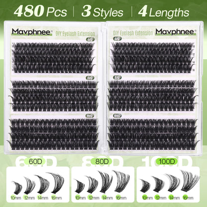 D Curl Cluster Eyelash Extensions 480Pcs Volume Lash Extensions DIY Eyelash Extensions for Beginners Wispy Eyelash Clusters Natural Fluffy Individual Lashes Clusters (60D 80D 100D Mixed, 10-16MM) - Available at All In One Marketplace Canada