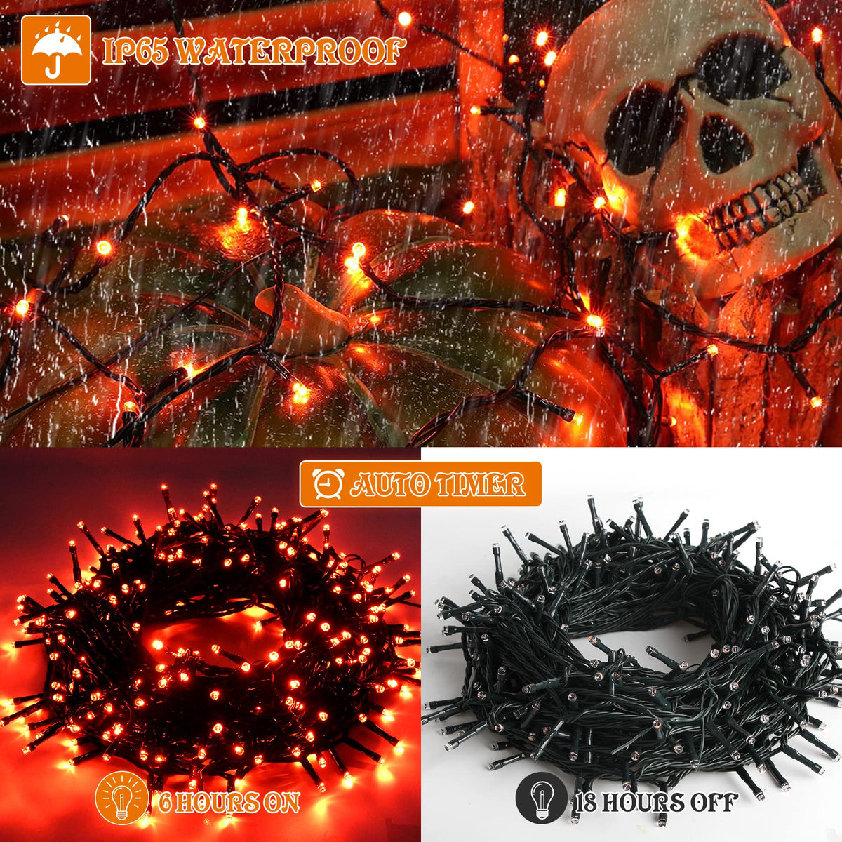 MZD8391 105FT 300LED Halloween Light, Orange Purple Christmas Light 🍁 All In One Marketplace Canada