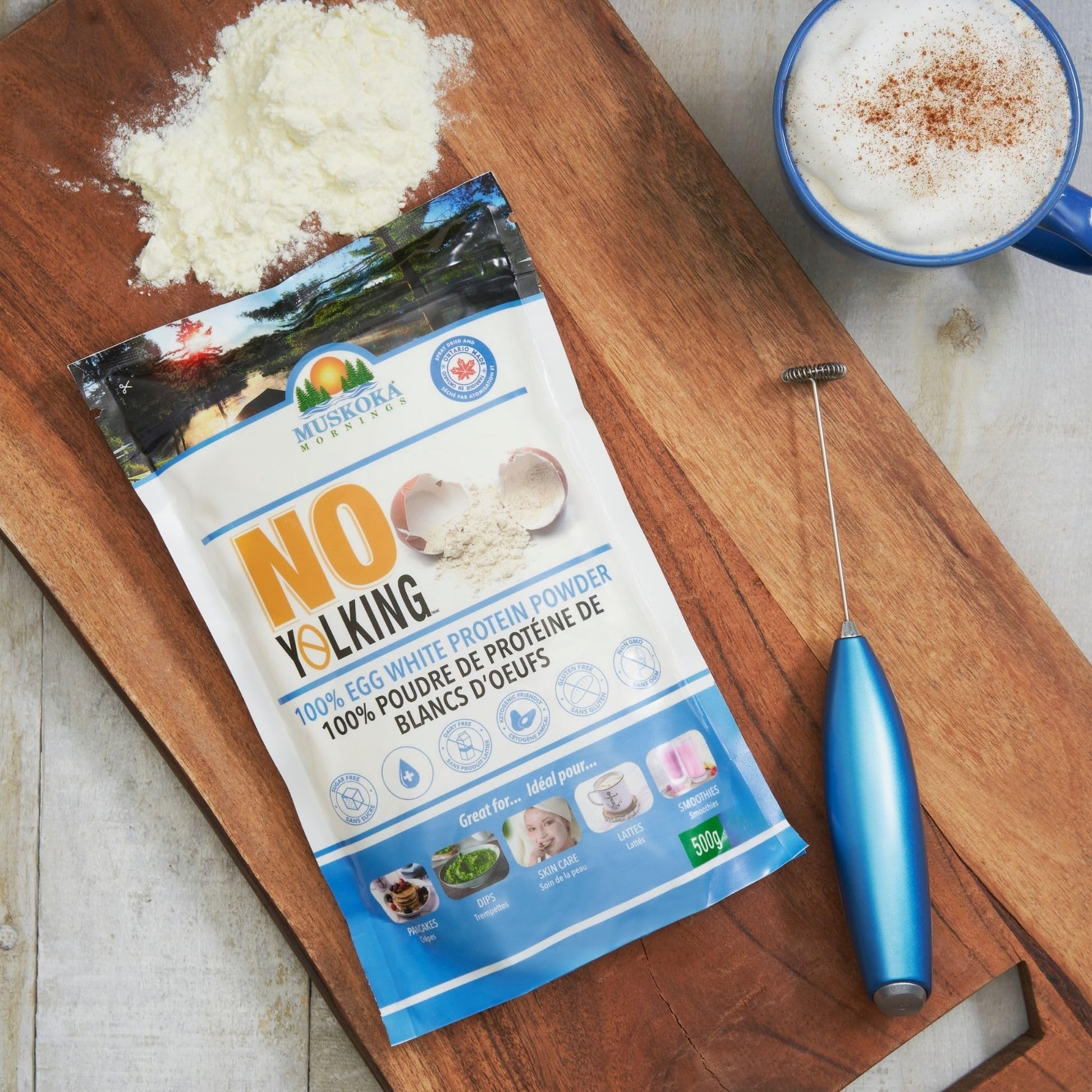 No Yolking Egg White Protein Powder by Muskoka Mornings (500g) | 25.5g Protein per Serving | Gluten-Free, Dairy-Free, Sugar-Free, Low-Carb | Keto, Paleo & Diabetic Friendly | Unflavoured