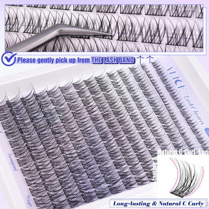 Natural Lash Clusters Wispy Cluster Eyelash Extensions 168pcs Individual Lashes 8-16mm C Curl DIY Lash Extension Natural Look Soft Thin Band Cluster Lashes by ALICE