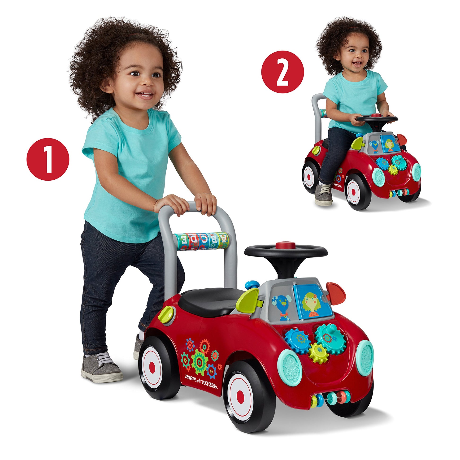Radio Flyer Busy Buggy, Sit to Stand Toddler Ride On Toy, Ages 1-3, Red Radio Flyer