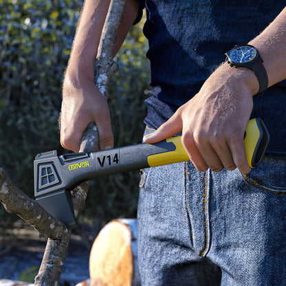 LEXIVON V14 Camping Hatchet, 14-Inch Axe | Ergonomic TPR Grip, Lightweight Fiber-Glass Composite Handle | Protective Carrying Sheath Included (LX-V14) LEXIVON