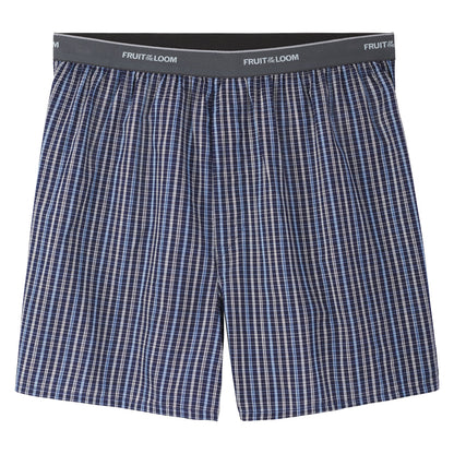 Fruit of the Loom Men's 5 Pack Exposed Waistband Assorted, Blues Boxer, Size Small