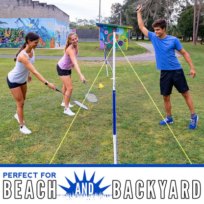 Franklin Sports Badminton Set - Portable Badminton Set - Adult and Kids Badminton Net - Perfect Backyard/Lawn Game - Includes 4 Badminton Racquets - Recreational Franklin Sports