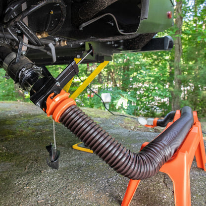 Camco RhinoFLEX 15' Camper/RV Sewer Hose Kit — Includes 4-in-1 Adapter, Clear Elbow, & Caps — Connects to 3″ Slip & 3″, 3 1/2″, 4″ NPT Threaded Sewer Connections (39770)