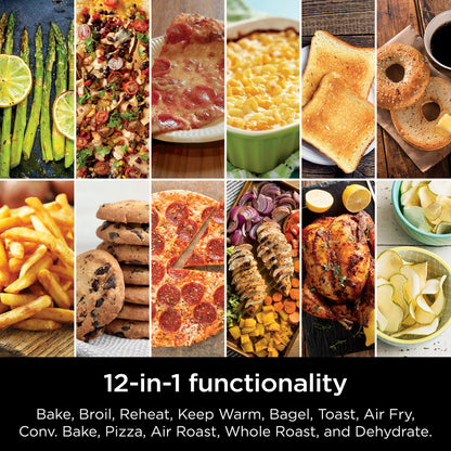 Ninja 12-in-1 Double Oven with FlexDoor, Rapid Top, Convection & Air Fry Bottom, Roast, Toast, Pizza, Stainless, DCT401C
