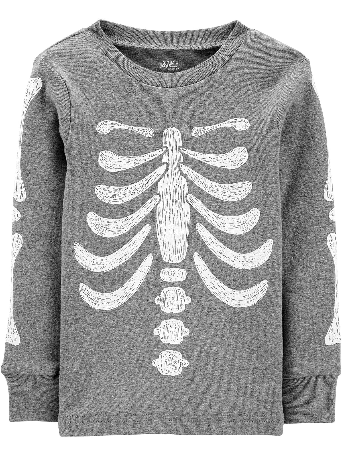 Simple Joys by Carter's Unisex Toddlers' 3-Piece Snug-Fit Cotton Halloween Pajama Set, Skeleton/Candy, 2T