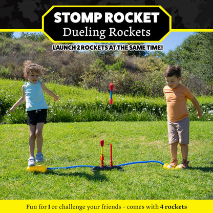 The Original Stomp Rocket Dueling Rockets Launcher, 4 Rockets and Toy Rocket Launcher - Outdoor Rocket STEM Gift for Boys and Girls Ages 6 Years and Up - Great for Outdoor Play Stomp Rocket