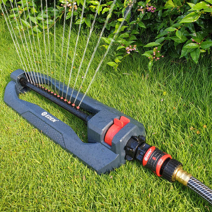 Eden 96213EDAMZ Weighted Essential Oscillating Sprinkler | Covers Up to 3,600 sq. ft., 16 Precision Nozzles, Adjustable Range, Turbo Drive Motor, Quick Connect Bundle, Stainless Steel Filters, Black