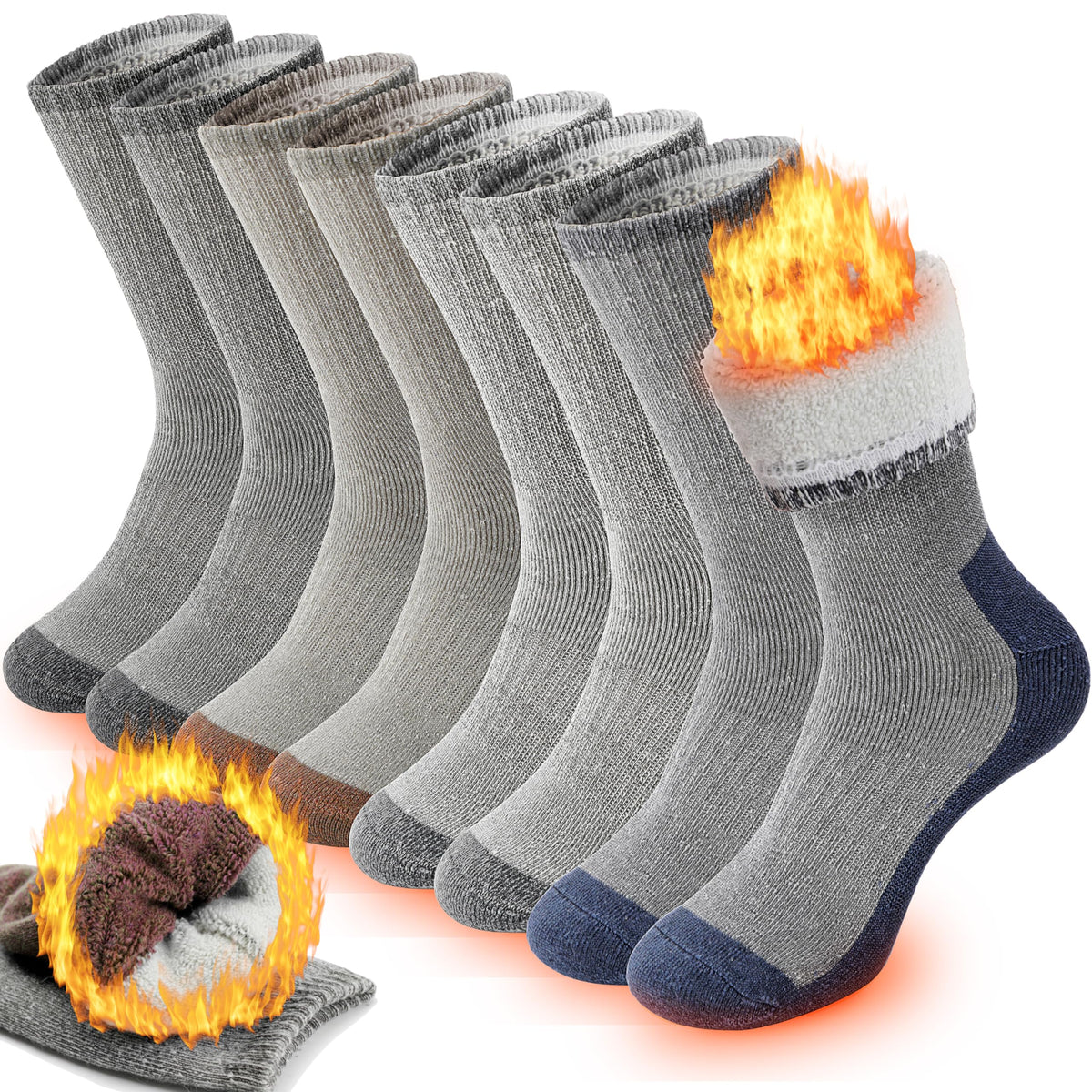 ProEtrade Merino Wool Hiking Socks for Men & Women Thermal Winter Warm Crew Thick Cushion Work Cozy Socks 4 Pairs Gifts Stockling Stuffers for Men (Mixed,L) 🍁 All In One Marketplace Canada