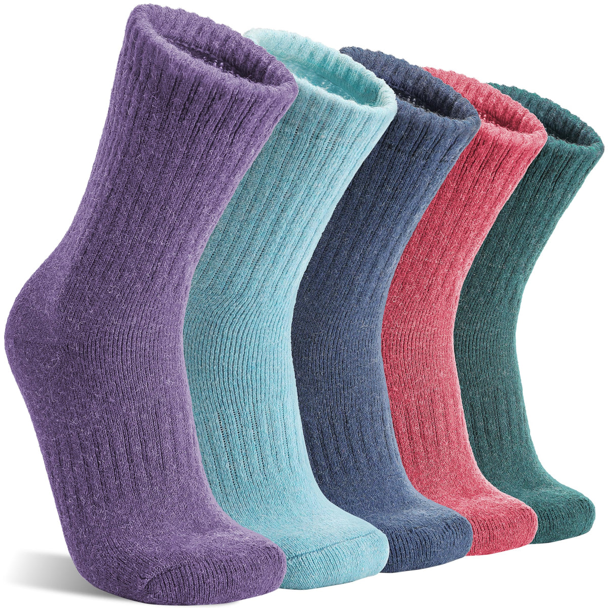 MOGGEI Womens Merino Wool Socks for Hiking Thermal Warm Thick Winter Cozy Crew Cabin Ladies Comfy Work Gift Boot Socks 5 Pairs(Colorful) 🍁 All In One Marketplace Canada
