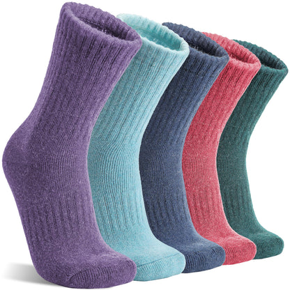 MOGGEI Womens Merino Wool Socks for Hiking Thermal Warm Thick Winter Cozy Crew Cabin Ladies Comfy Work Gift Boot Socks 5 Pairs(Colorful) 🍁 All In One Marketplace Canada