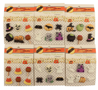 Buttons Galore HHGROUP Happy Halloween - Lot de 6 cartes de boutons