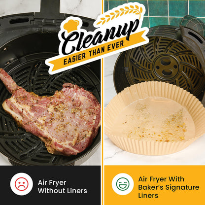 Air Fryer Liners for Ninja, 125 Pcs Round Disposable Airfryer Paper Liners – Non-Stick and Oil Proof for Easy Cleanup – 8 Inch for 5-8 qt Basket by Baker's Signature - Available at All In One Marketplace Canada