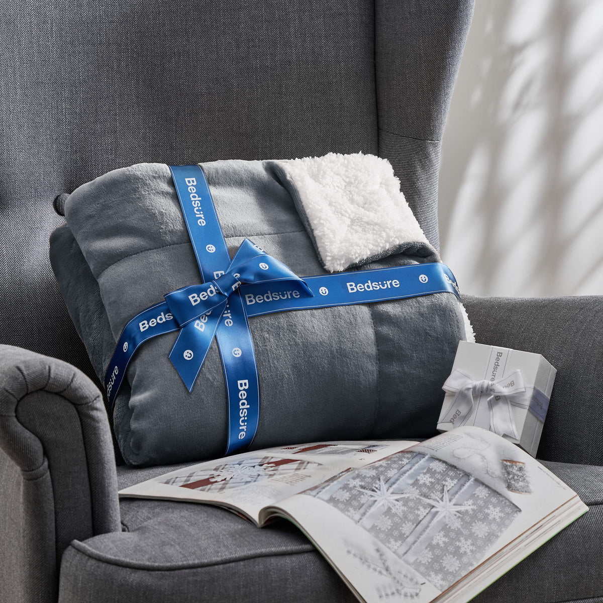 Bedsure Reversible Twin Sherpa Blanket for Bed, Grey, 60x80 Inch 🍁 All In One Marketplace Canada
