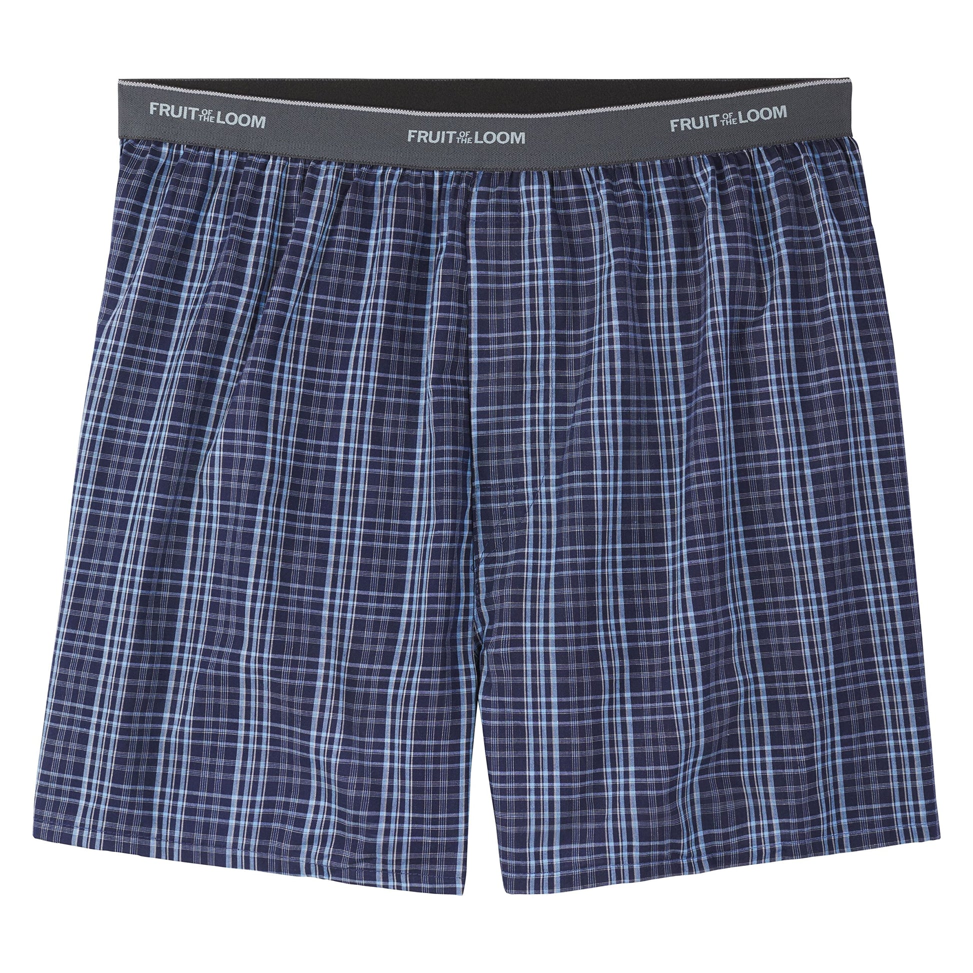 Fruit of the Loom Men's 5 Pack Exposed Waistband Assorted, Blues Boxer, Size Large