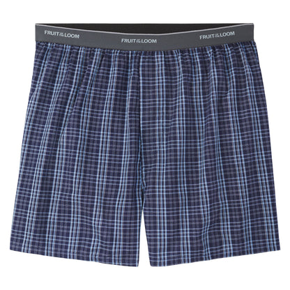 Fruit of the Loom Men's 5 Pack Exposed Waistband Assorted, Blues Boxer, Size Small