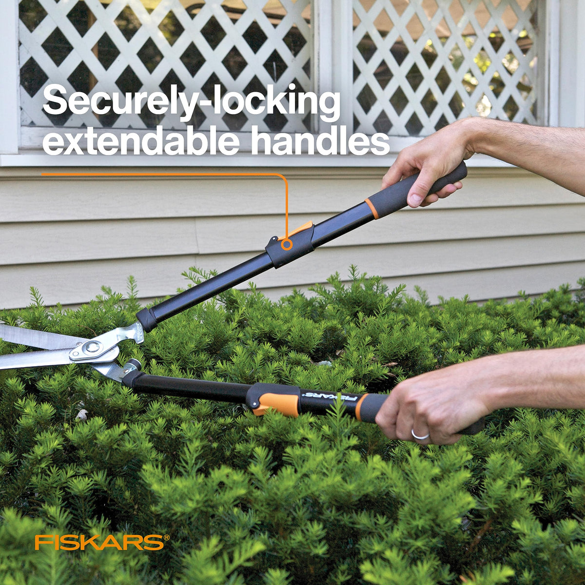 Fiskars 25-33" Power-Lever Extendable Garden Hedge Shears, 10” Blades