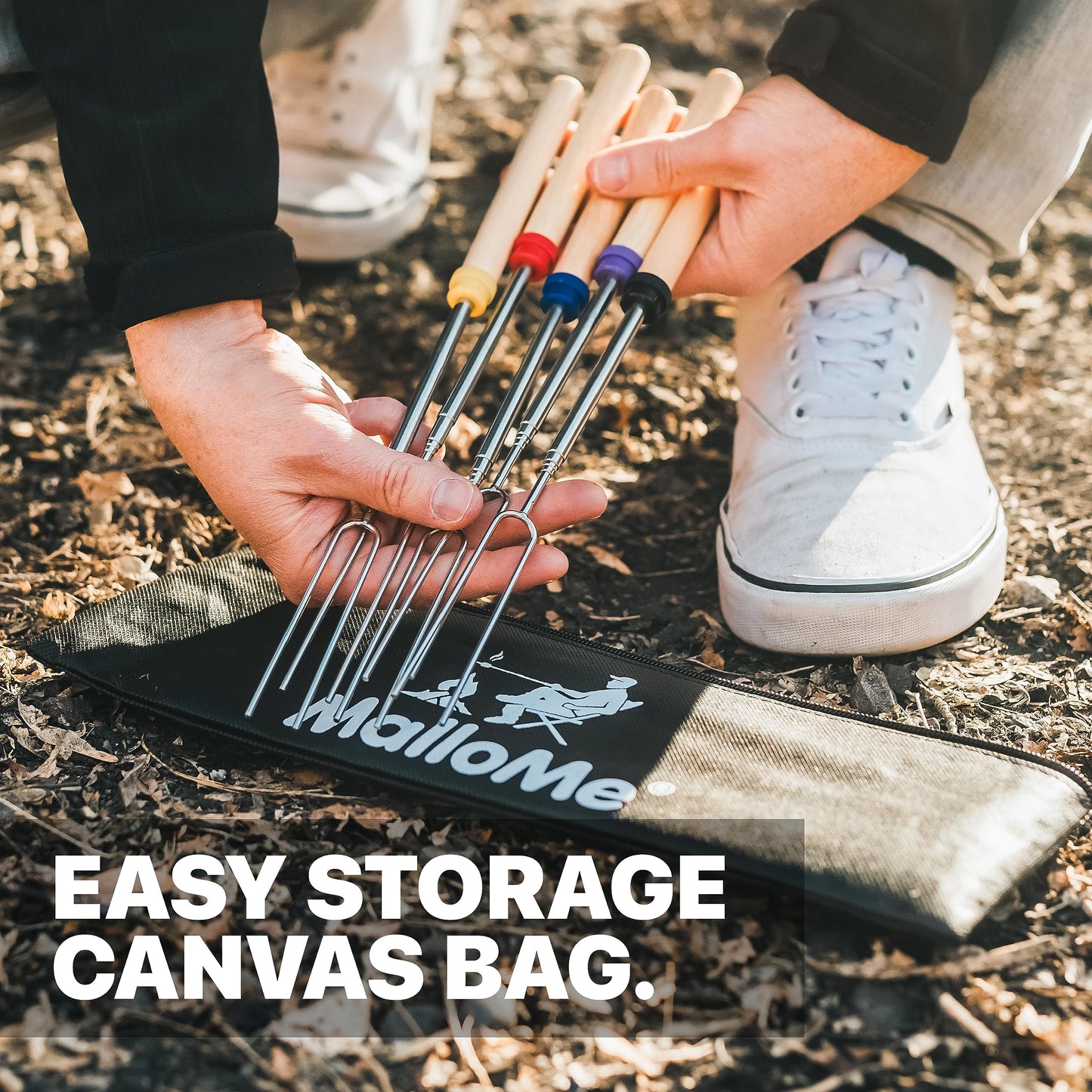 MalloMe Marshmallow Roasting Sticks - Smores Skewers for Fire Pit Kit - Hot Dog Camping Accessories Campfire Marshmellow 32 Inch Long Fork - 5 Pack - Available at All In One Marketplace Canada