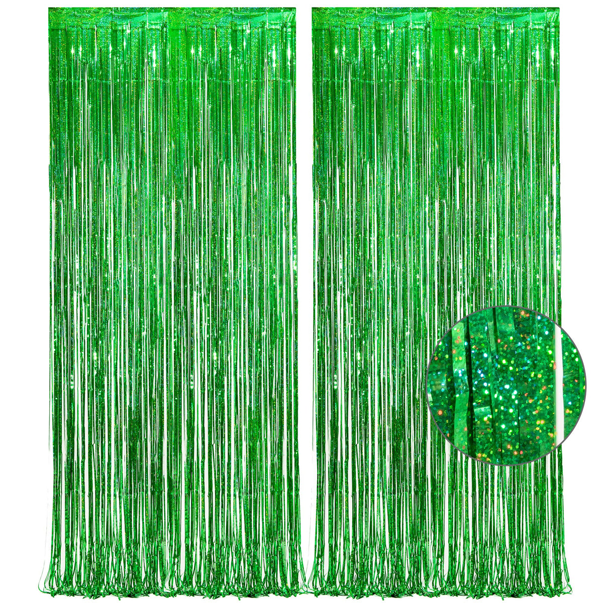 Green Tinsel Curtain Party Backdrop Decor - GREATRIL Foil Fringe Streamer for Grinches Christmas/Mincrafts/Dinosaur/Wild Baby/Jungle/Birthday/Hawaiian/Soccer/Football/Bachelor Themed - 2 PCS 🍁 All In One Marketplace Canada