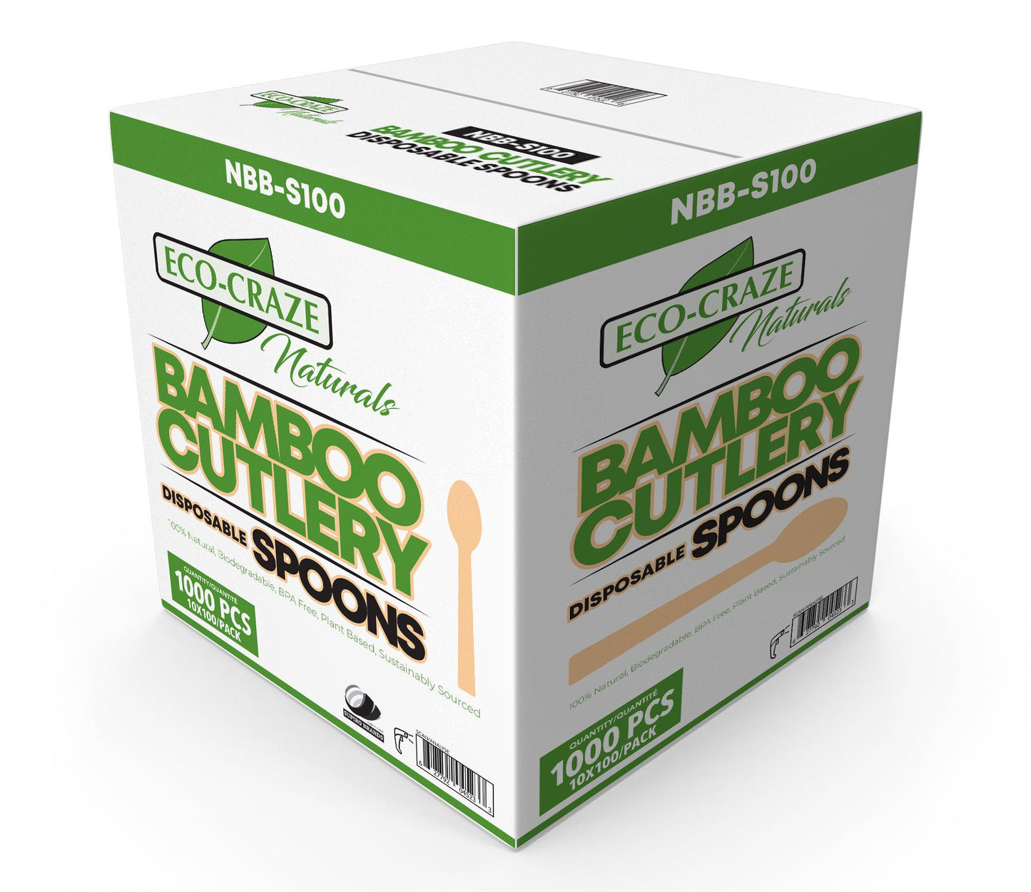 Eco-Craze - Cuillères en bambou - Jetables - NBB-S100