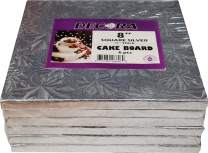 Decora - 8" Square 1/2" Thick Cake Board - Silver - SS-98606
