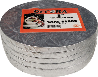 Decora - Planche à gâteau ronde de 8 po et 1/2 po d'épaisseur - Argent - RS-98602