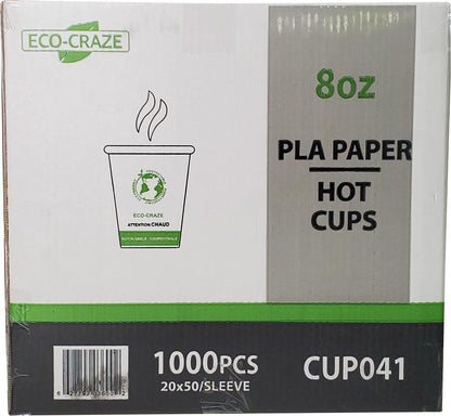 Eco-Craze - Gobelet en papier à paroi simple PLA de 8 oz - Imprimé