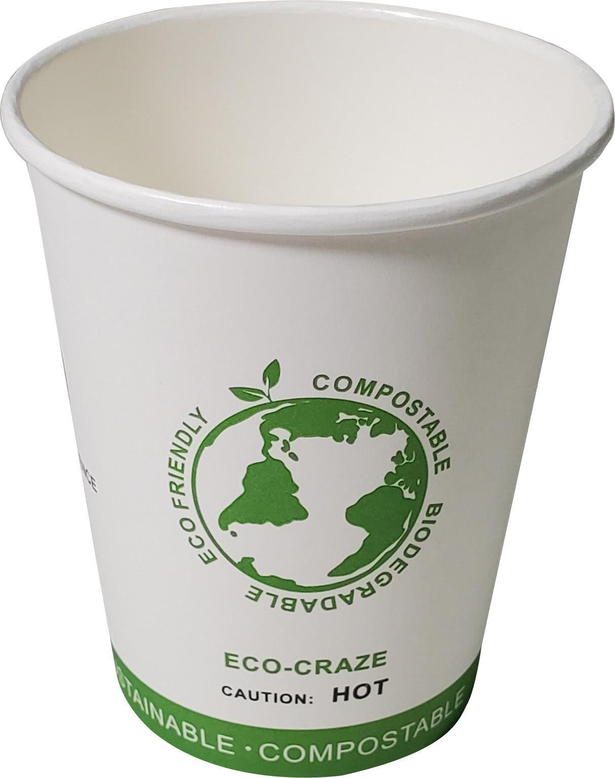Eco-Craze - Gobelet en papier à paroi simple PLA de 8 oz - Imprimé