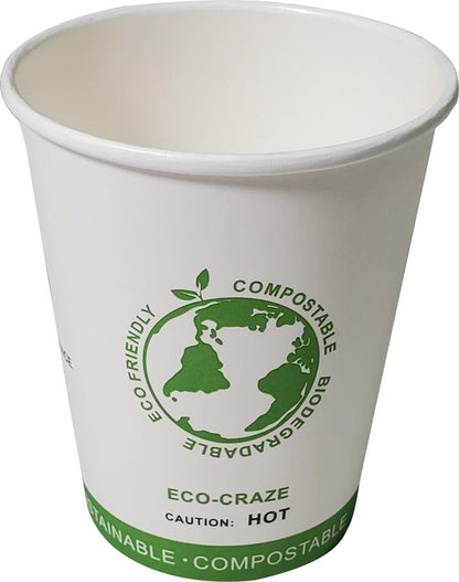 Eco-Craze - Gobelet en papier à paroi simple PLA de 8 oz - Imprimé